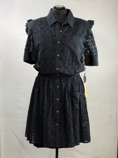 CF33-152 ABBY EYELET BLK DRESS L