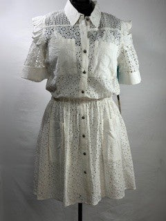 CF33-155 WHT ABBY EYELET DRESS L