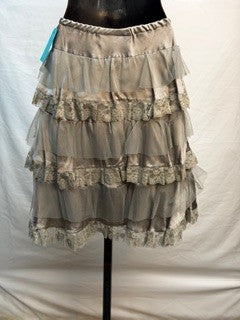 CF52-209 GREY SATIN RUFFLE SKIRT S
