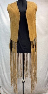 CF52-137 SUEDE VEST W LONG FRINGE M