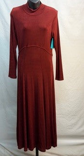 CF52-227 MOCK NECK SLINKY DRESS S