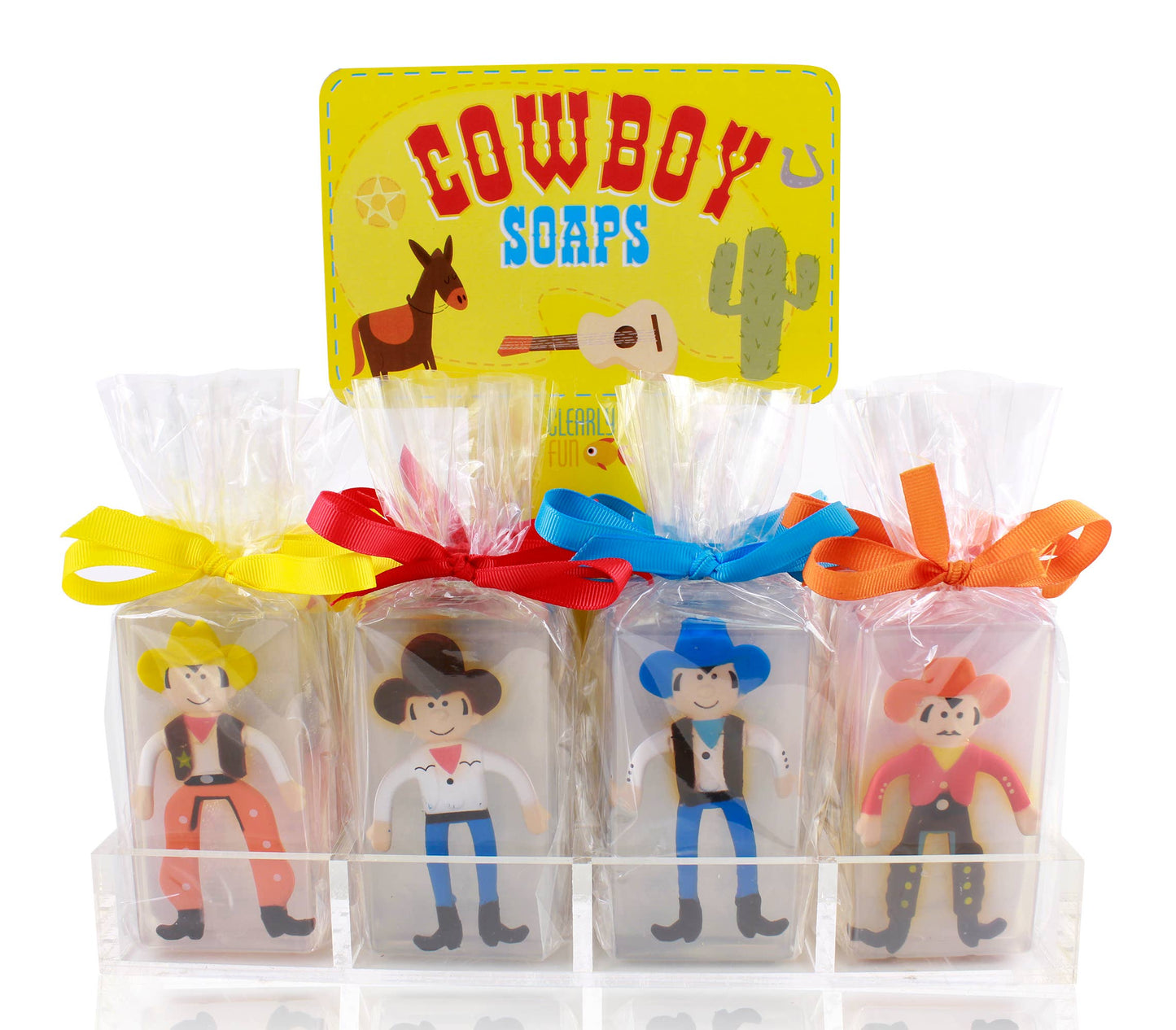 Clearly Fun Cowboy Soap Collections - 12 Soaps + Display