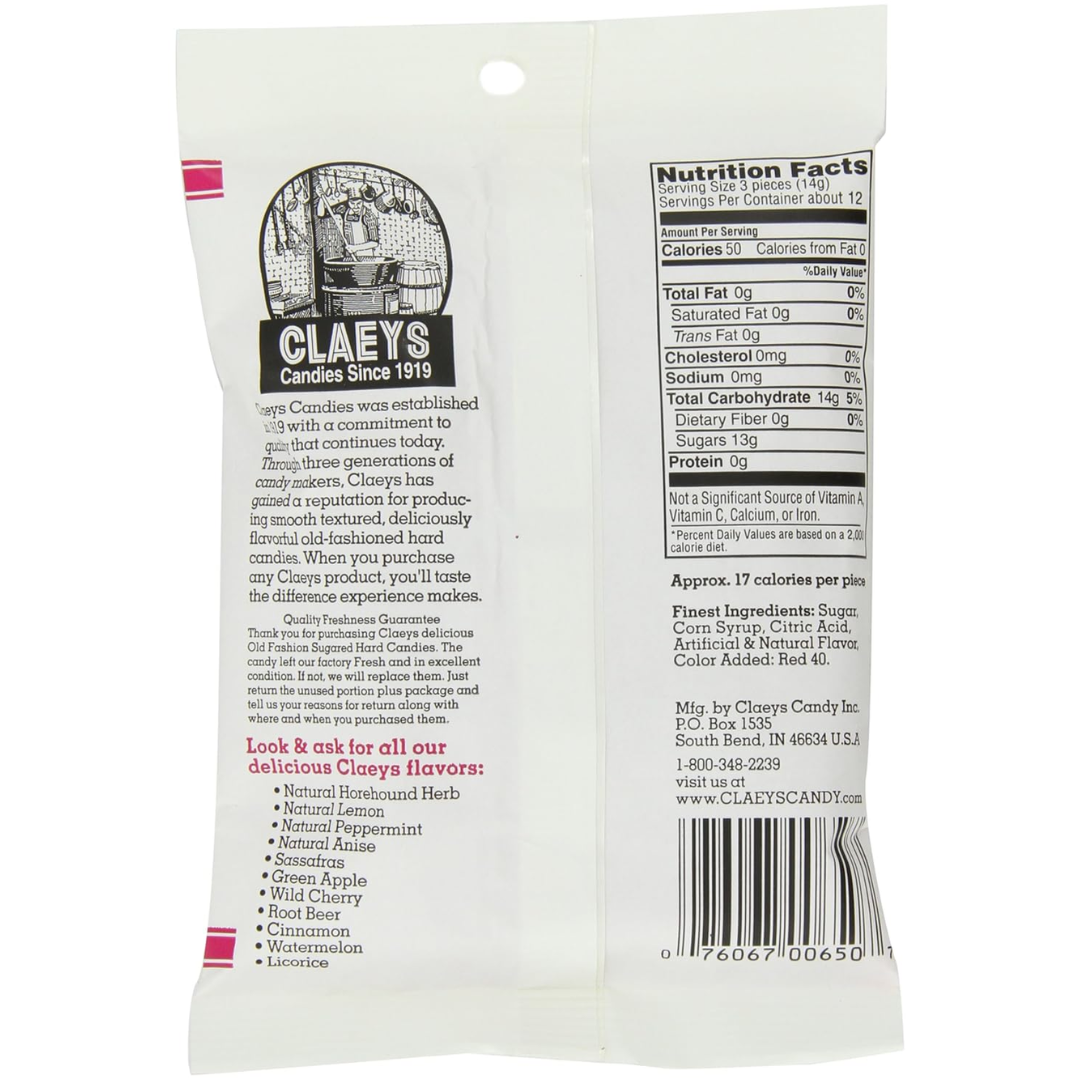 Claeys Old Fashioned Hard Candies - Wild Cherry - 12 Ct.