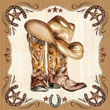 Paper Cocktail Napkins Pack of 20 Western Leather Boots