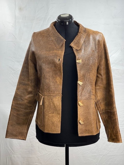 CF61-8 BROWN LEATHER JACKET L