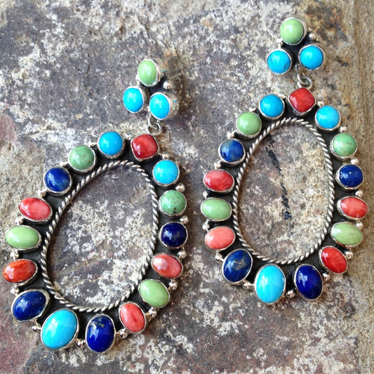 Multi Stone Dangle Earrings